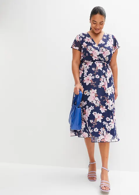 Abito midi in mesh fantasia, bonprix