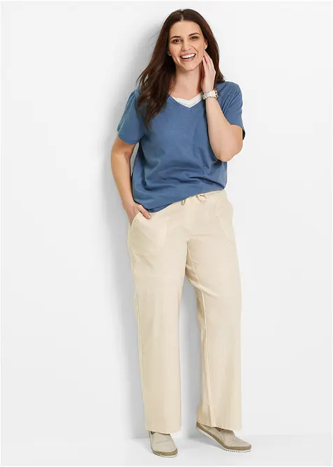 Pantaloni a palazzo in misto lino, bonprix