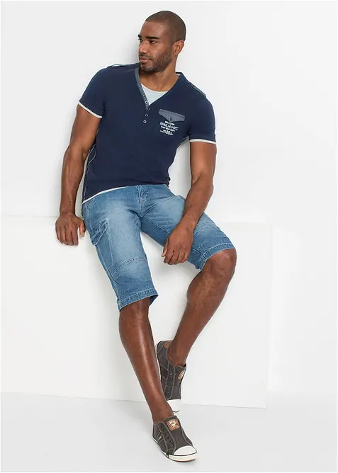 Bermuda cargo lunghi in denim elasticizzato leggero, relaxed fit, bonprix