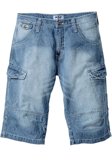 Bermuda cargo lunghi in denim elasticizzato leggero, relaxed fit, bonprix