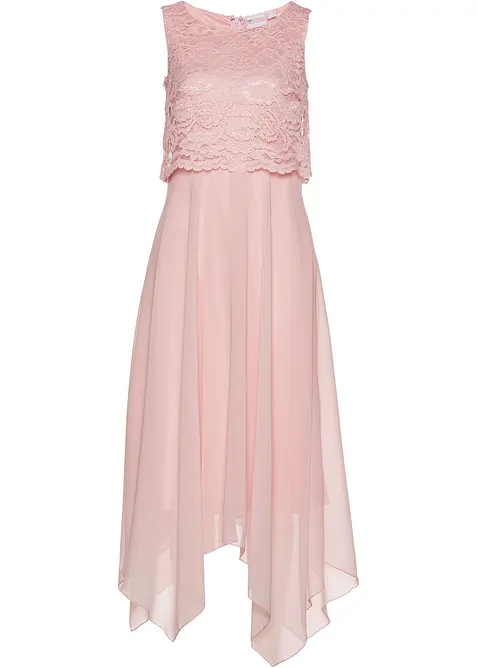 Abito midi in chiffon con pizzo, bonprix