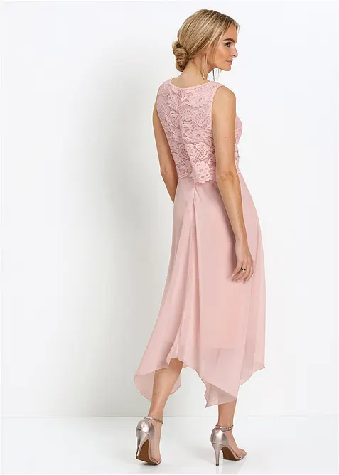 Abito midi in chiffon con pizzo, bonprix