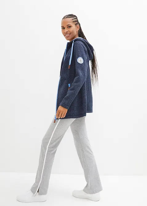 Giacca in pile a maglia con cappuccio, bonprix