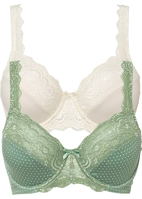Reggiseno con ferretto e pizzo delicato (pacco da 2), bonprix