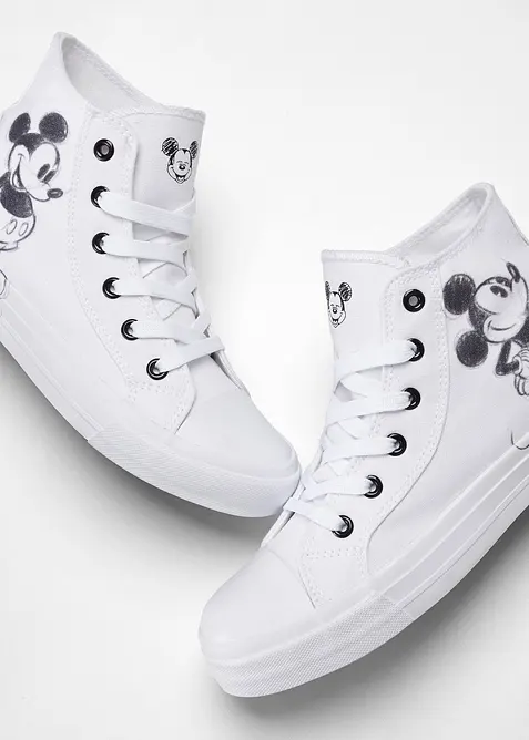 Sneaker alte Disney con Mickey Mouse in tela di cotone, Disney