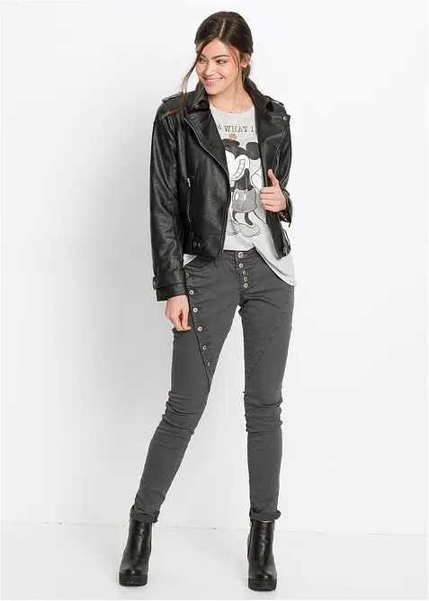 Pantaloni in twill di misto cotone elasticizzato, bonprix