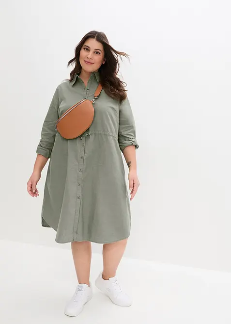 Abito chemisier in misto lino e cotone, bonprix