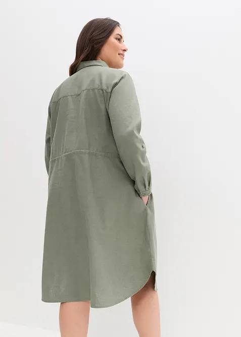 Abito chemisier in misto lino e cotone, bonprix