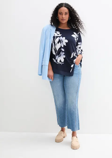 Maglia lunga in fantasia floreale, bonprix