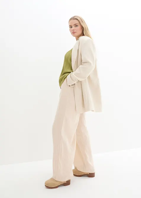 Blazer lungo in misto lino e viscosa, bonprix