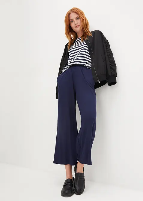 Pantaloni cropped in jersey di misto viscosa fluente, bonprix