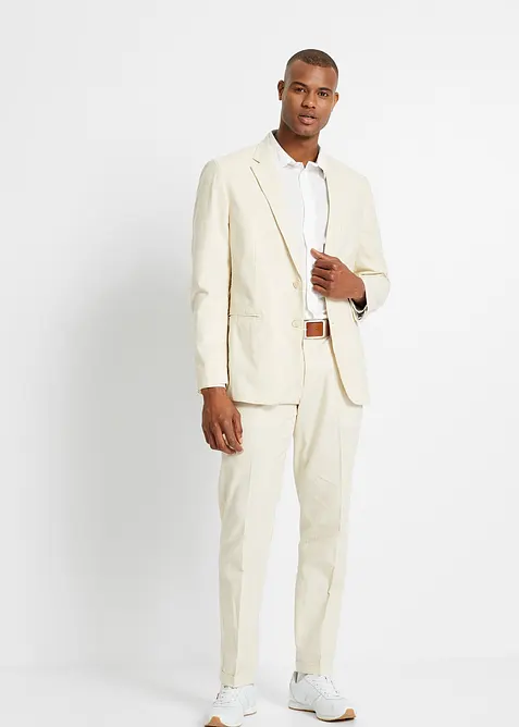 Completo giacca e pantaloni in misto lino, regular fit, bonprix