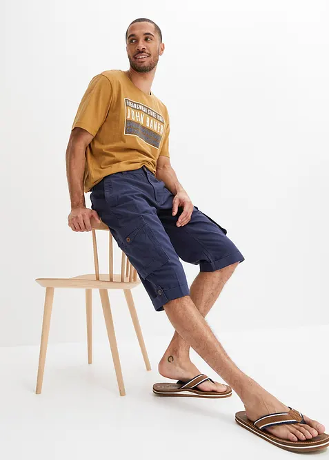 Bermuda cargo lunghi in fresco misto lino, regular fit, bonprix