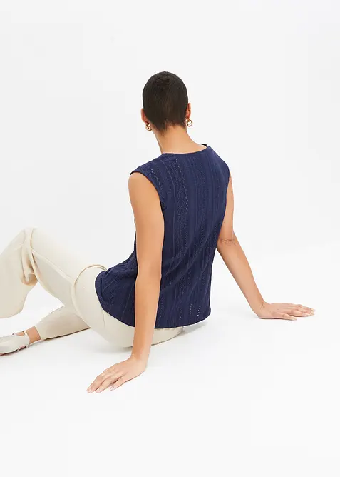 Top con ricami traforati, bonprix