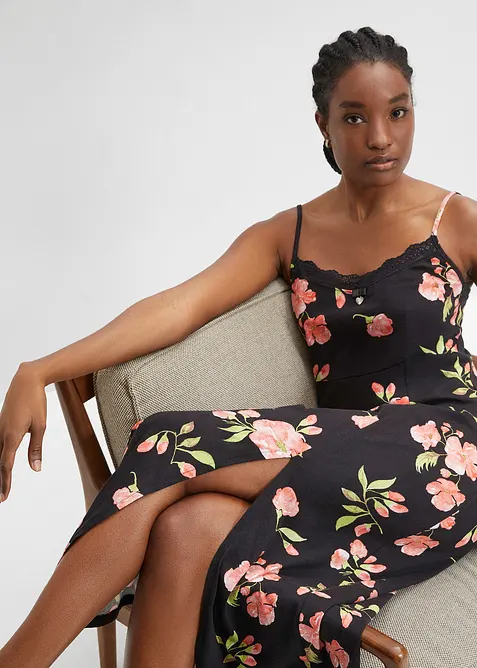 Camicia da notte lunga con pizzo fine, bonprix