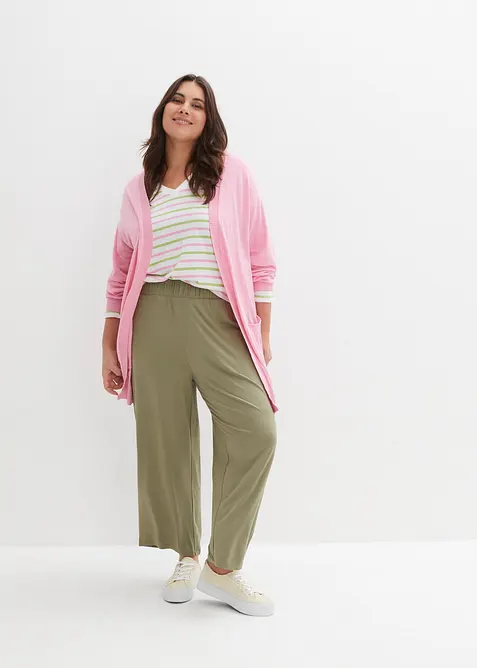 Pantaloni in jersey cropped, vita alta (pacco da 2), bonprix