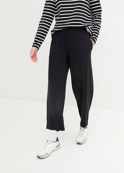 Pantaloni in jersey cropped, vita alta (pacco da 2), bonprix