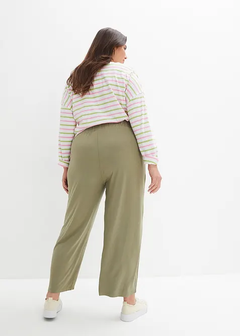Pantaloni in jersey cropped, vita alta (pacco da 2), bonprix