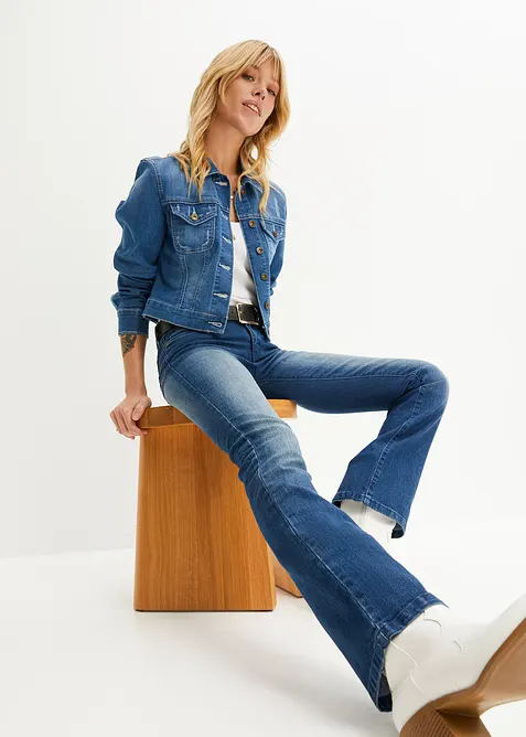 Jeans bootcut elasticizzati, vita media, bonprix