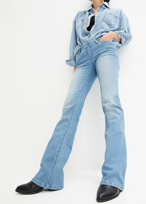 Jeans bootcut elasticizzati, vita media, bonprix