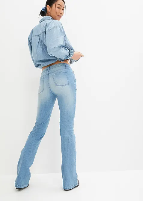 Jeans bootcut elasticizzati, vita media, bonprix