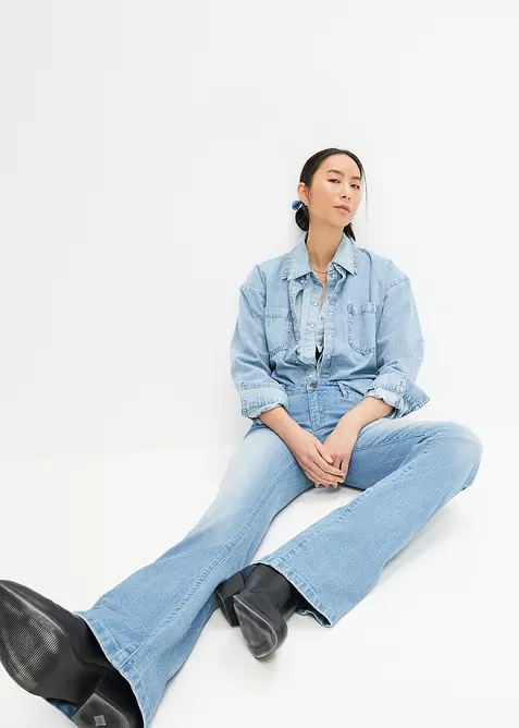 Jeans bootcut elasticizzati, vita media, bonprix