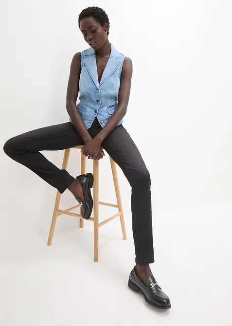 Jeans ultra elasticizzati con bordo vita comodo straight, vita media, bonprix