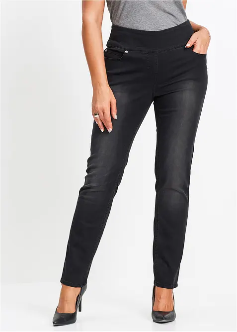 Jeans ultra elasticizzati con bordo vita comodo straight, vita media, bonprix