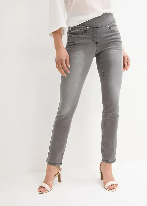 Jeans ultra elasticizzati con bordo vita comodo straight, vita media, bonprix