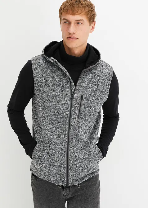 Gilet in pile lavorato a maglia con cappuccio, bonprix