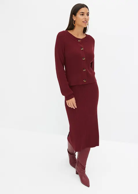 Gonna di maglia a coste in misto viscosa, bonprix