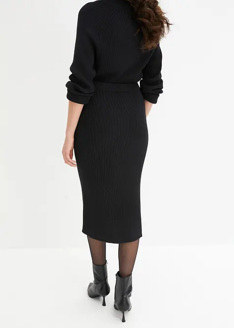 Gonna di maglia a coste in misto viscosa, bonprix