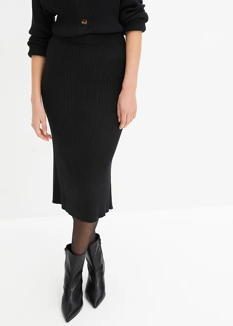 Gonna di maglia a coste in misto viscosa, bonprix