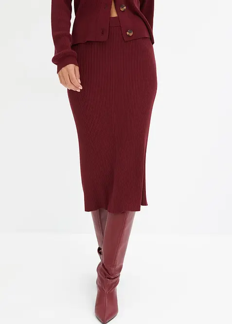 Gonna di maglia a coste in misto viscosa, bonprix