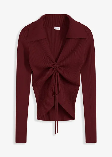 Maglione a coste con arricciatura, bonprix