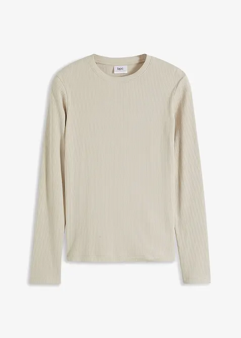 Maglia a maniche lunghe a coste in puro cotone, bonprix