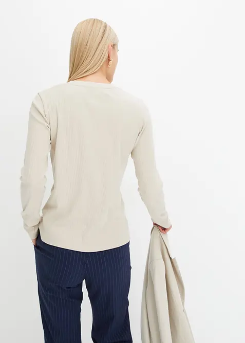 Maglia a maniche lunghe in puro cotone a coste, bonprix