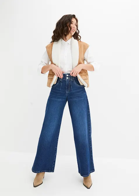 Jeans wide leg, vita alta, bonprix