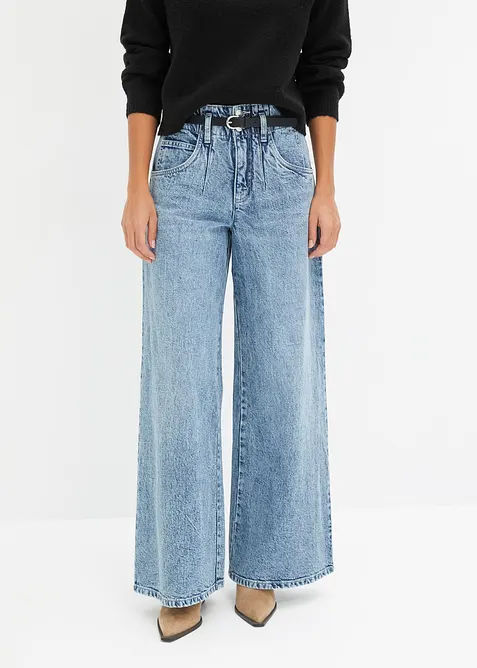 Jeans wide leg, vita alta, bonprix