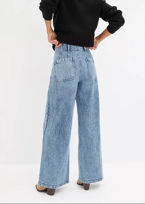 Jeans wide leg, vita alta, bonprix