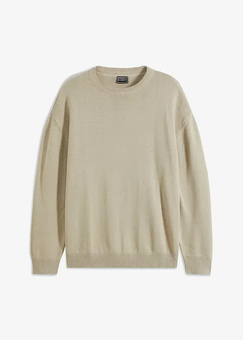 Maglione a girocollo in misto cotone morbido, loose fit, bonprix