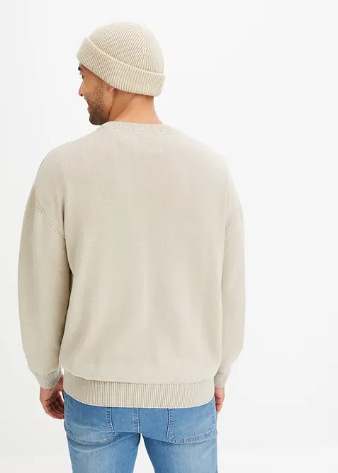 Maglione a girocollo in misto cotone morbido, loose fit, bonprix