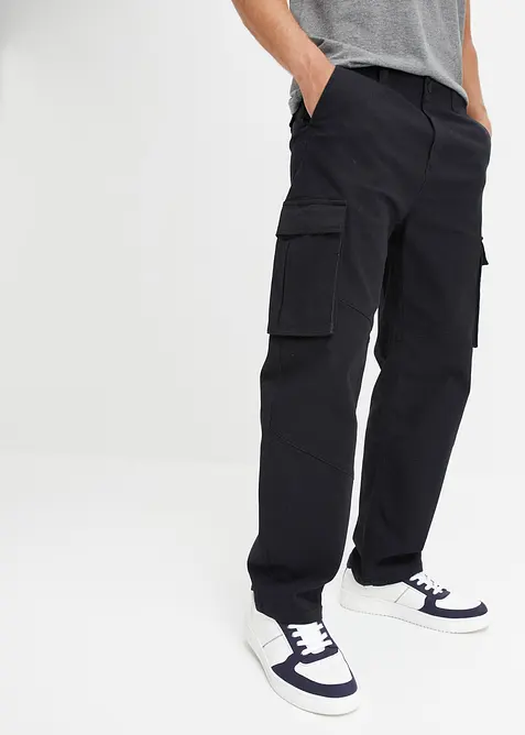 Pantaloni cargo dritti in cotone stretch, vestibilità comoda, bonprix