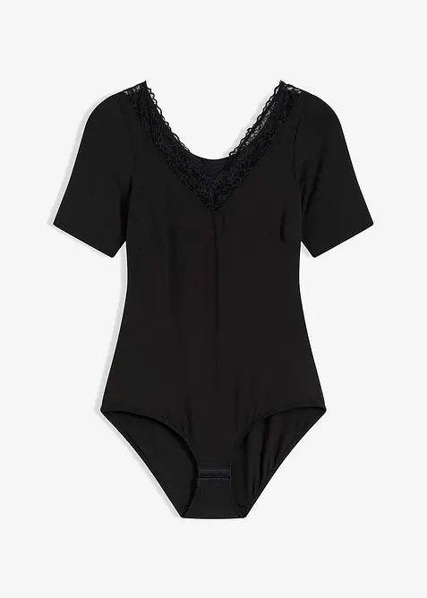 Body a mezze maniche in modal con pizzo, bonprix