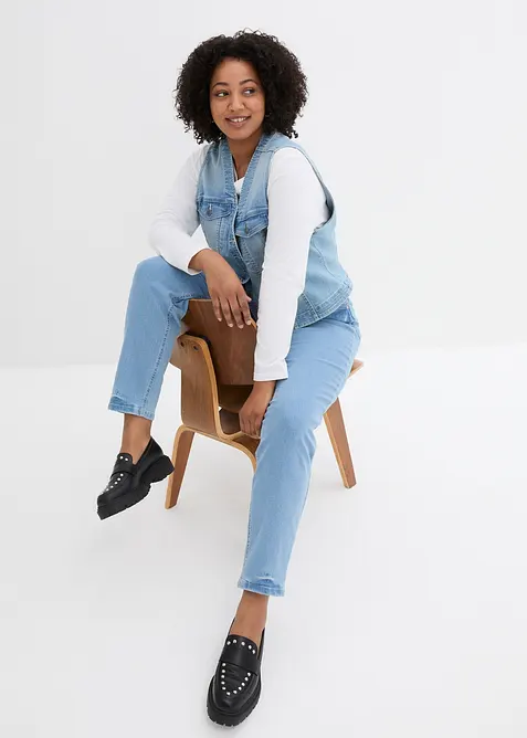 Mom jeans elasticizzati, vita alta, bonprix