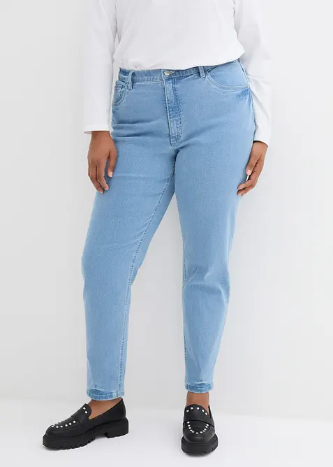Mom jeans elasticizzati, vita alta, bonprix