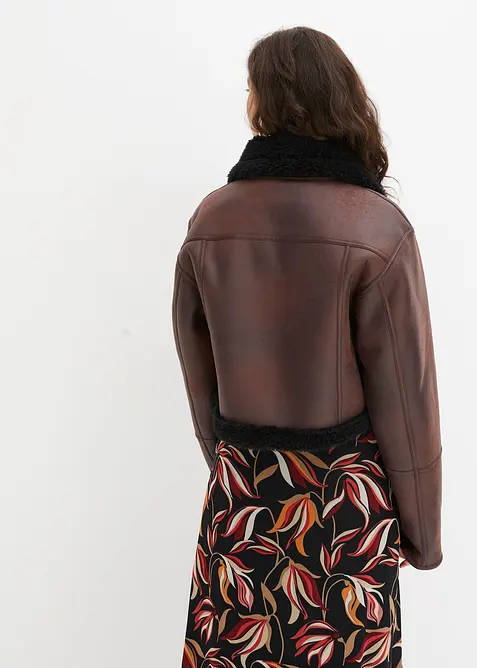 Giubbotto bomber di montone sintetico, bonprix