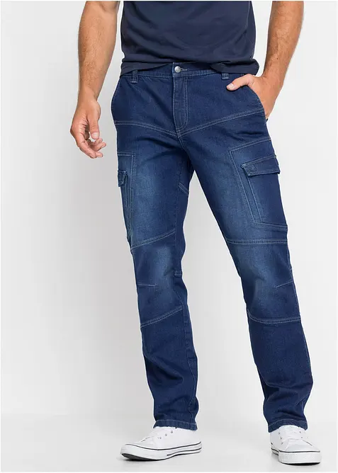 Jeans cargo elasticizzati regular fit, straight, bonprix