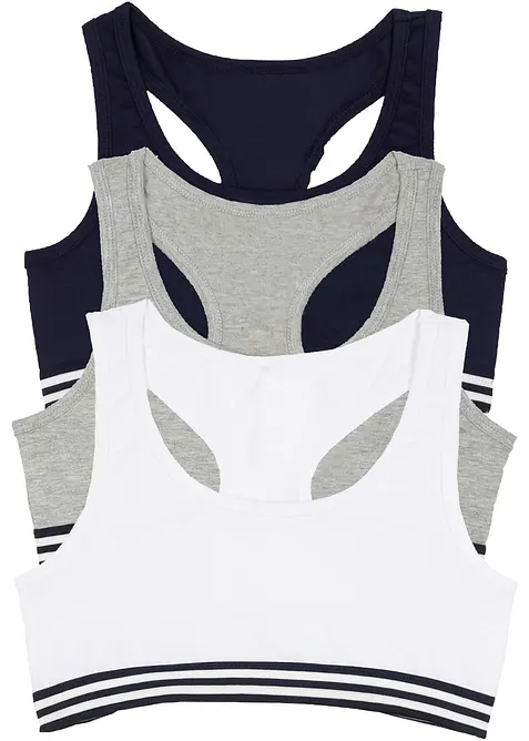 Reggiseno bustier con morbido cotone (pacco da 3), bonprix