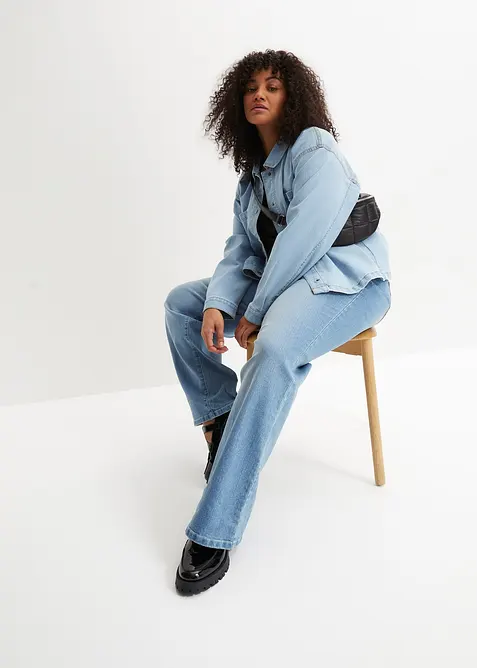 Jeans wide leg elasticizzati, vita media, bonprix